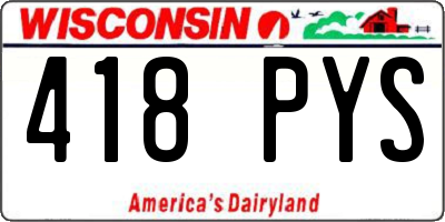 WI license plate 418PYS