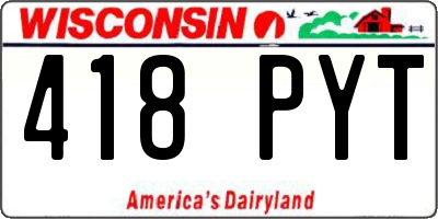 WI license plate 418PYT