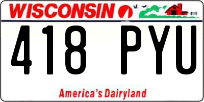 WI license plate 418PYU