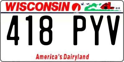 WI license plate 418PYV