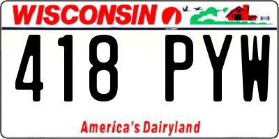 WI license plate 418PYW
