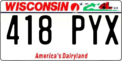 WI license plate 418PYX