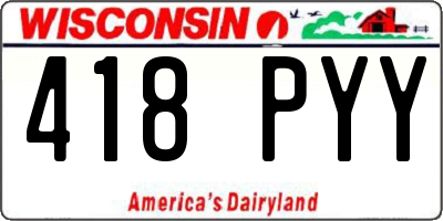 WI license plate 418PYY
