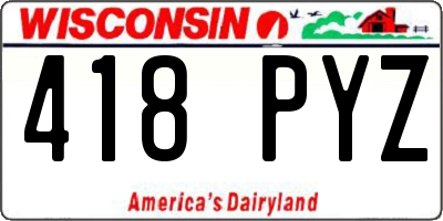 WI license plate 418PYZ