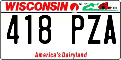 WI license plate 418PZA