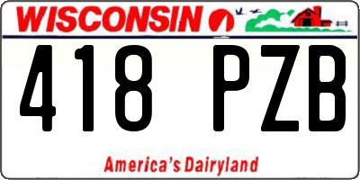 WI license plate 418PZB