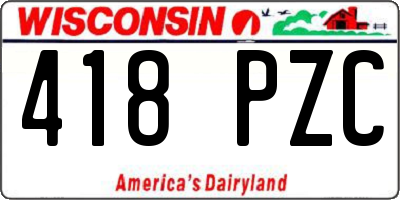 WI license plate 418PZC