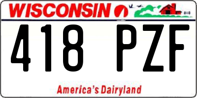 WI license plate 418PZF
