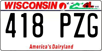 WI license plate 418PZG