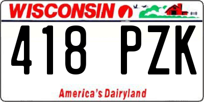 WI license plate 418PZK