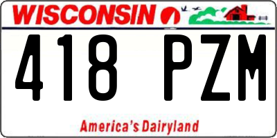 WI license plate 418PZM