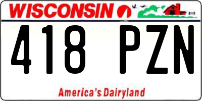 WI license plate 418PZN