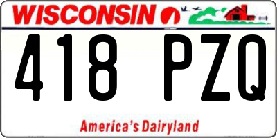 WI license plate 418PZQ