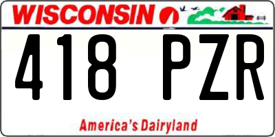 WI license plate 418PZR