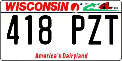 WI license plate 418PZT