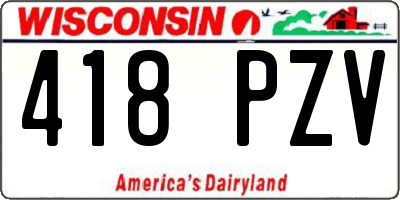 WI license plate 418PZV