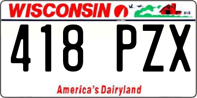WI license plate 418PZX