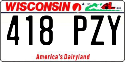 WI license plate 418PZY