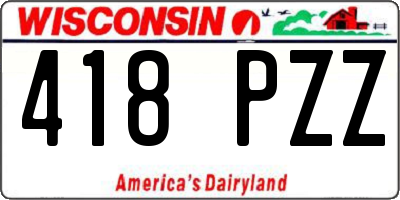 WI license plate 418PZZ