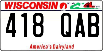 WI license plate 418QAB