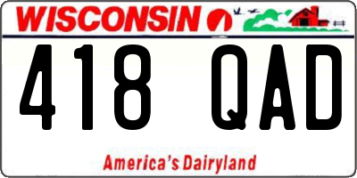 WI license plate 418QAD