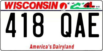 WI license plate 418QAE