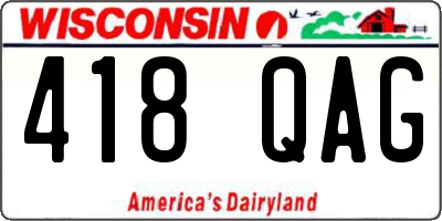 WI license plate 418QAG