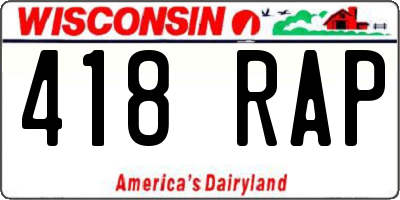 WI license plate 418RAP