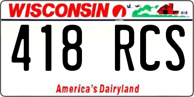 WI license plate 418RCS