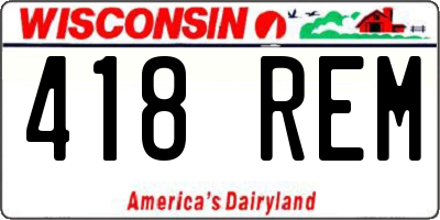 WI license plate 418REM
