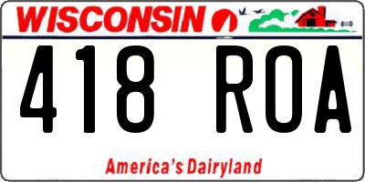 WI license plate 418ROA
