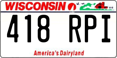 WI license plate 418RPI