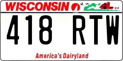 WI license plate 418RTW