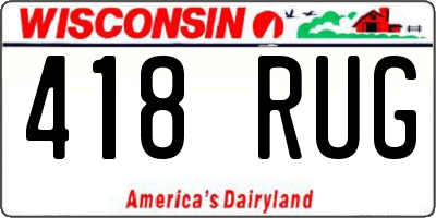 WI license plate 418RUG