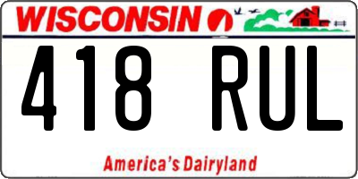 WI license plate 418RUL
