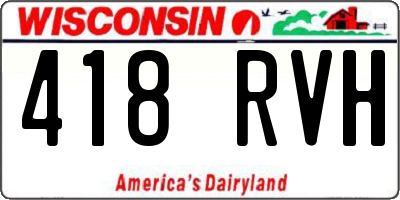 WI license plate 418RVH