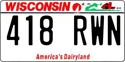 WI license plate 418RWN