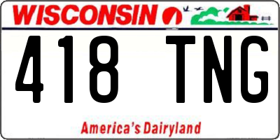 WI license plate 418TNG