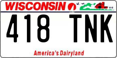 WI license plate 418TNK