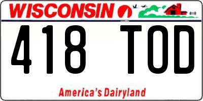 WI license plate 418TOD