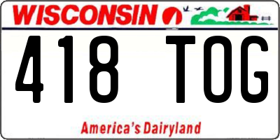 WI license plate 418TOG