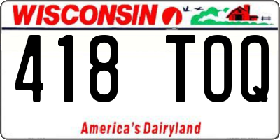 WI license plate 418TOQ