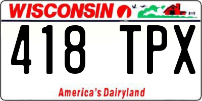 WI license plate 418TPX