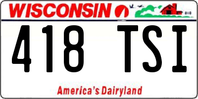 WI license plate 418TSI