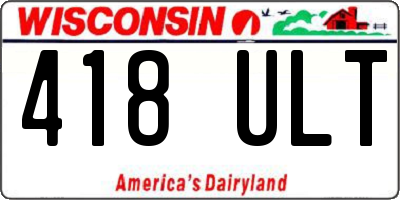 WI license plate 418ULT