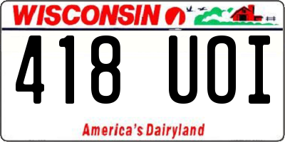 WI license plate 418UOI