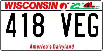 WI license plate 418VEG