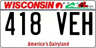 WI license plate 418VEH