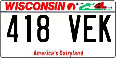WI license plate 418VEK