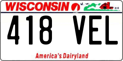 WI license plate 418VEL